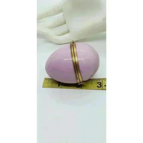 Vintage Limoges France Trinket Box Egg Solid Pink Undecorated Blank 1950 Malbec - Picture 11 of 11